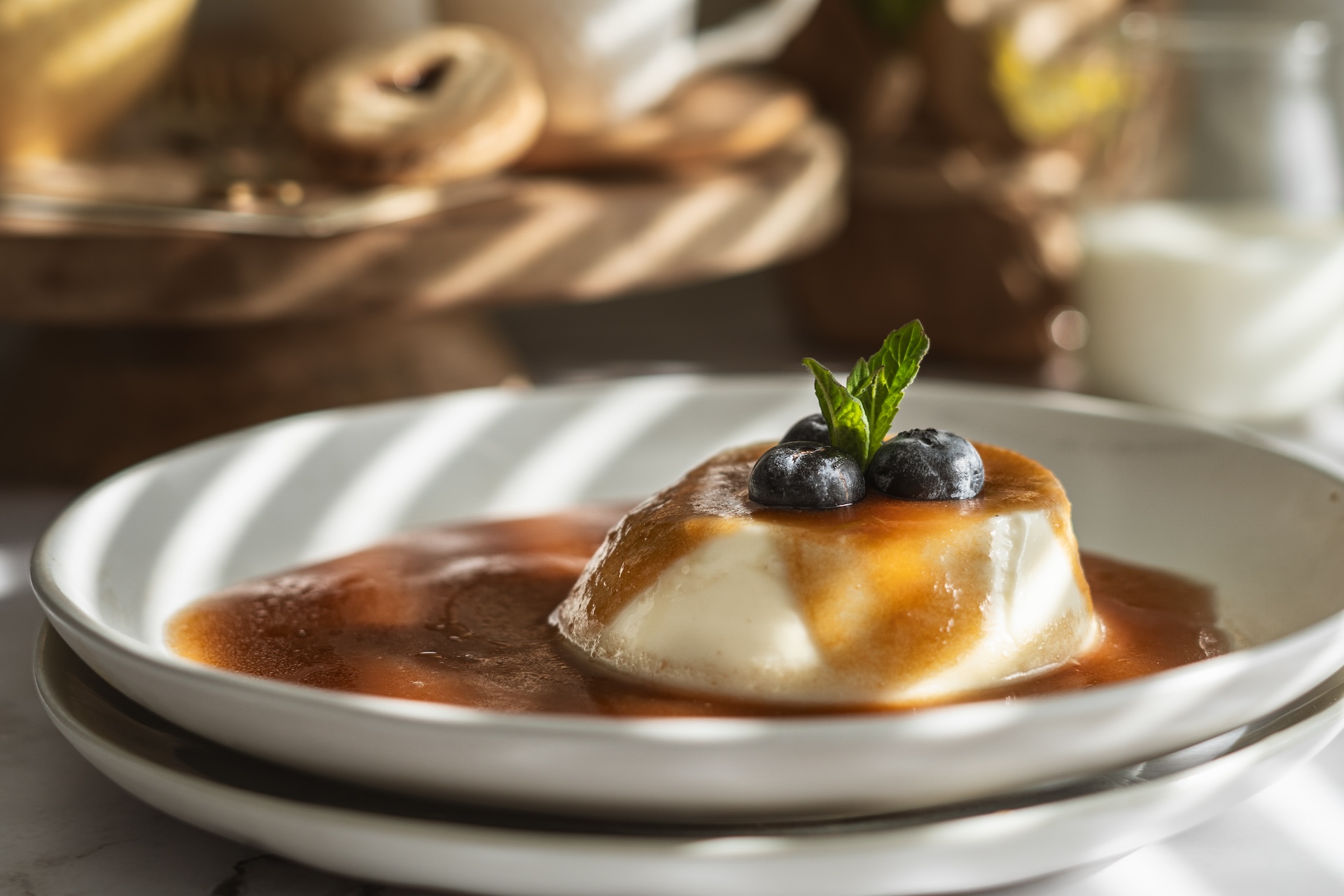 Panna Cotta s karamelovou omáčkou a čučoriedkami, Panna Cotta s karamelovou omáčkou a čučoriedkami