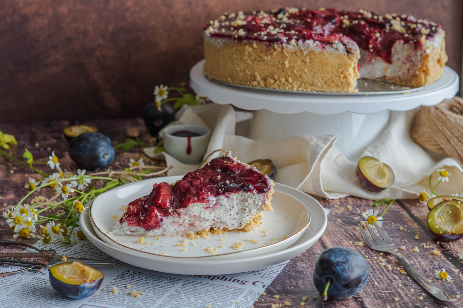 Slivkový cheesecake s makom, Makovo-slivkový cheesecake