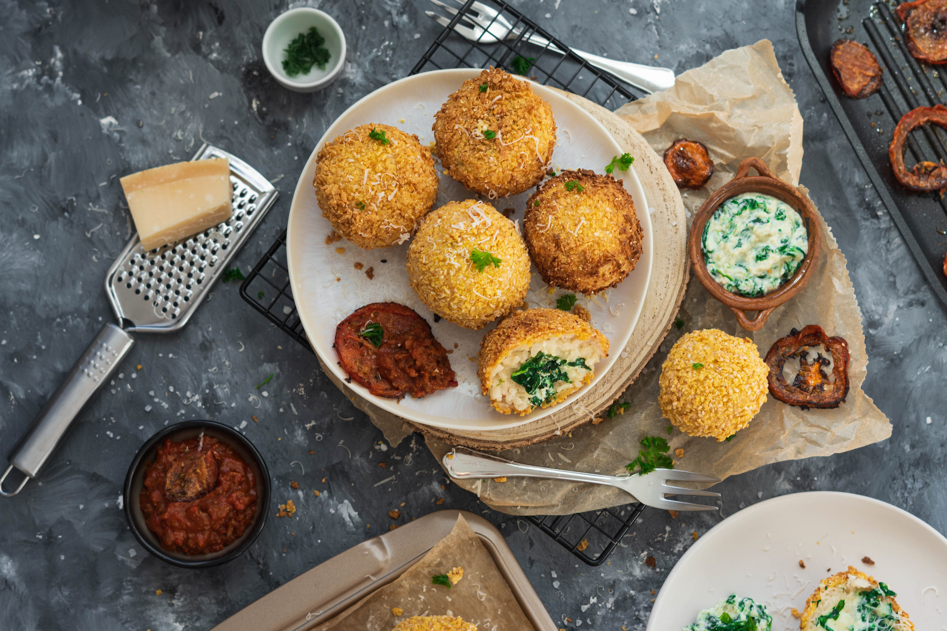 Arancini, Arancini – plnené ryžové guľočky s ricottou a mletým hovädzím mäsom