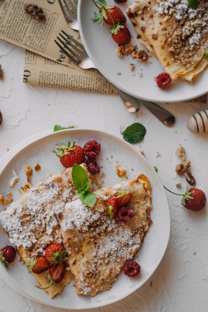 Zapekané palacinky, Zapekané palacinky s tvarohovou plnkou a vlašskými orechmi