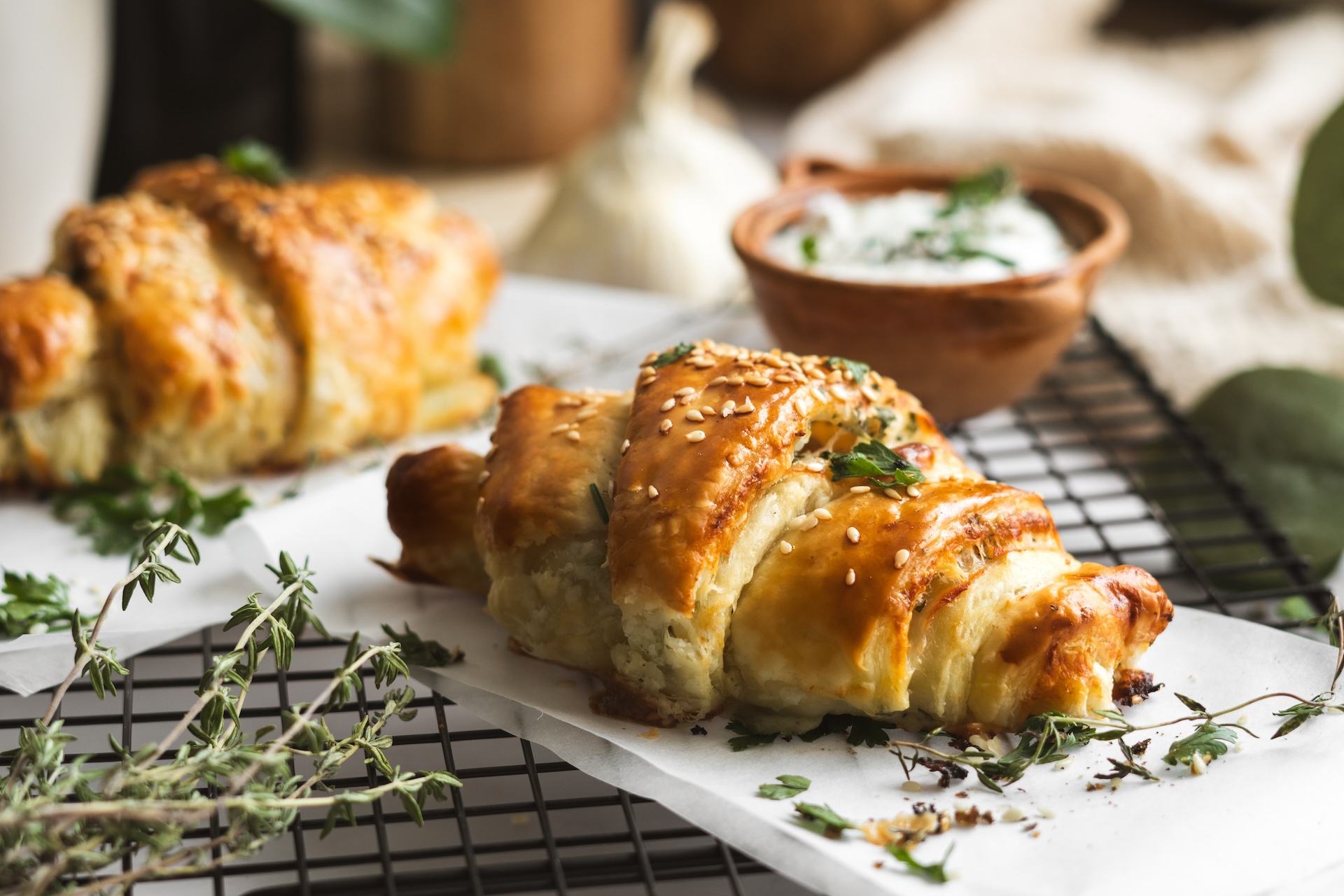 Cesnakové croissanty z lístkového cesta, Cesnakové croissanty z lístkového cesta