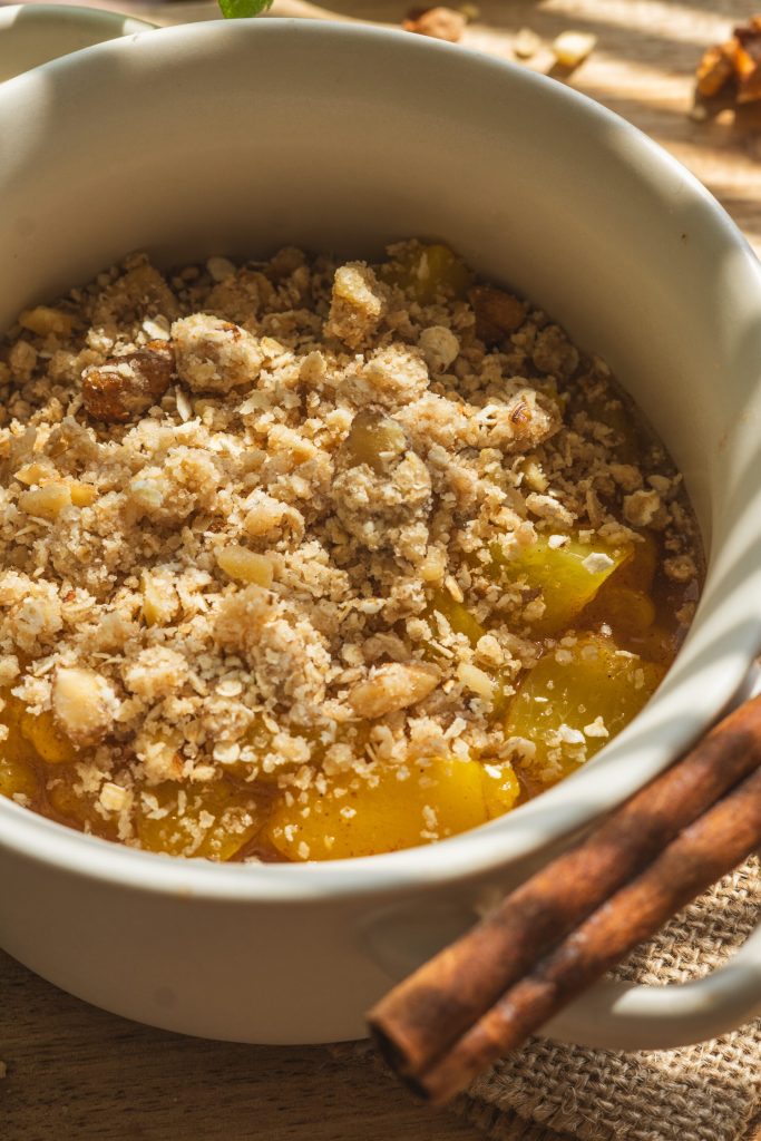 , Broskyňový crumble z kompótu